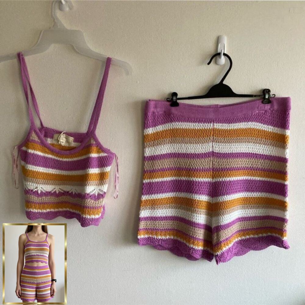 No comment medium knit crop top and shorts set